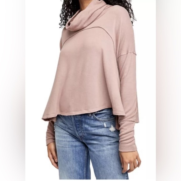 Free People - Cozy Time Funnel Neck Top in Chocolate tan color size s - Picture 9 of 9